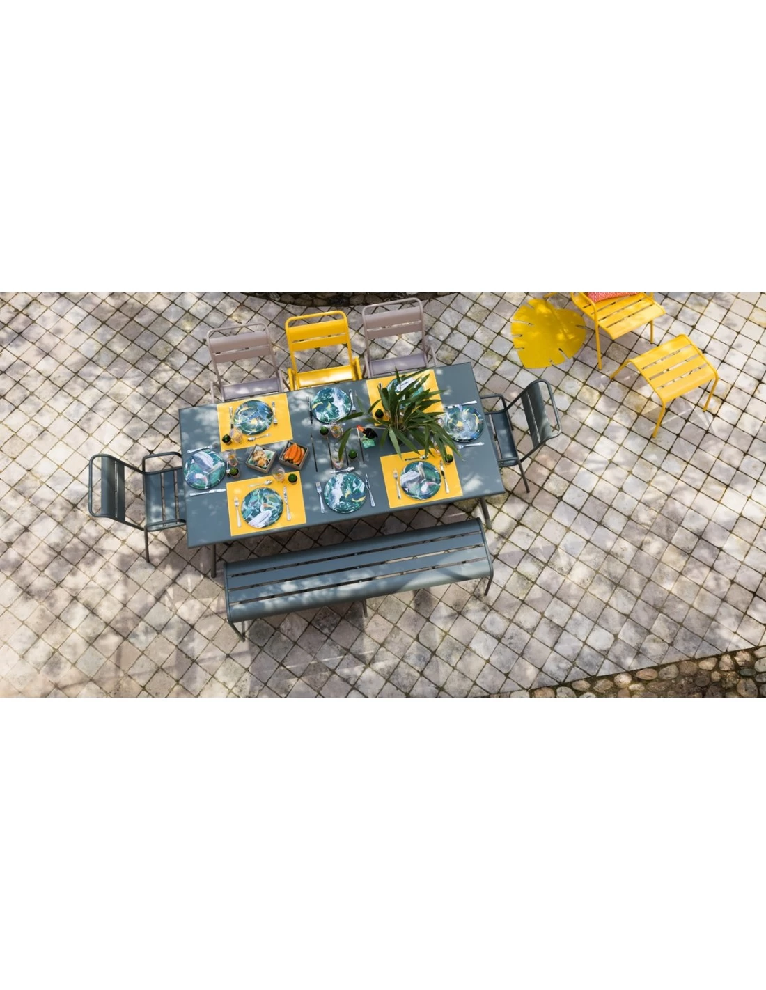 Banc Monceau 3/4 Places En Métal -160 Cm - Carbone – Image 4