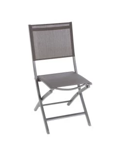 Chaise De Jardin Pliante Essentia Graphite - Aluminium Et Texaline - Graphite / Anthracite
