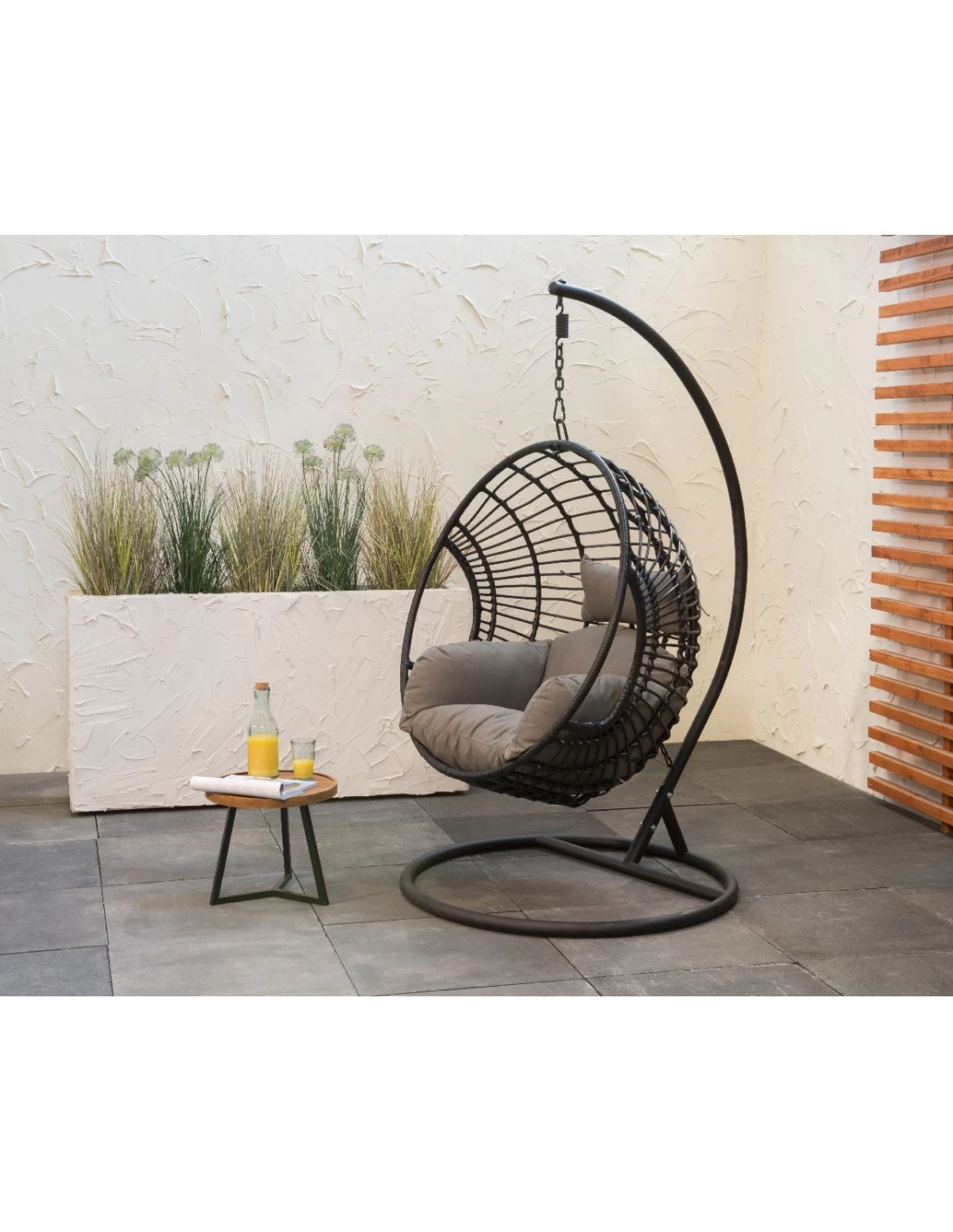 Fauteuil œuf Suspendu LONDON - Acier époxy Et Résine Tressée – Image 2