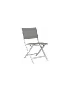Chaise Pliante Nils - Blanc Textilène Gris Argent