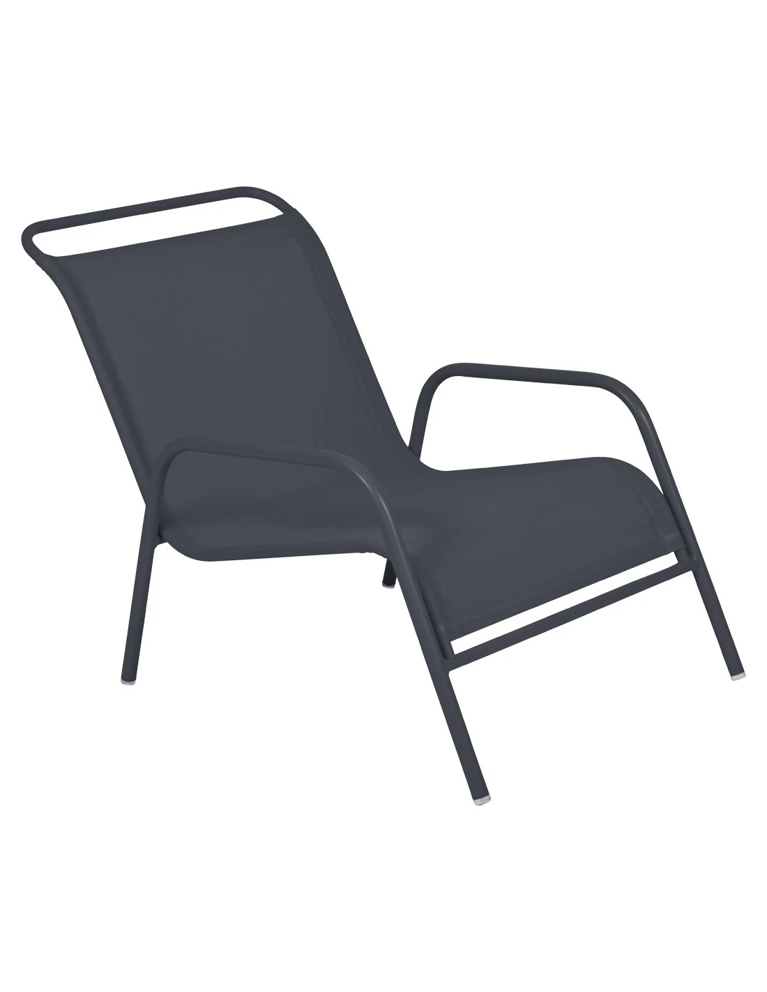 Fauteuil Bas De Jardin Coolside Empilable - Acier Et Batyline - Carbone