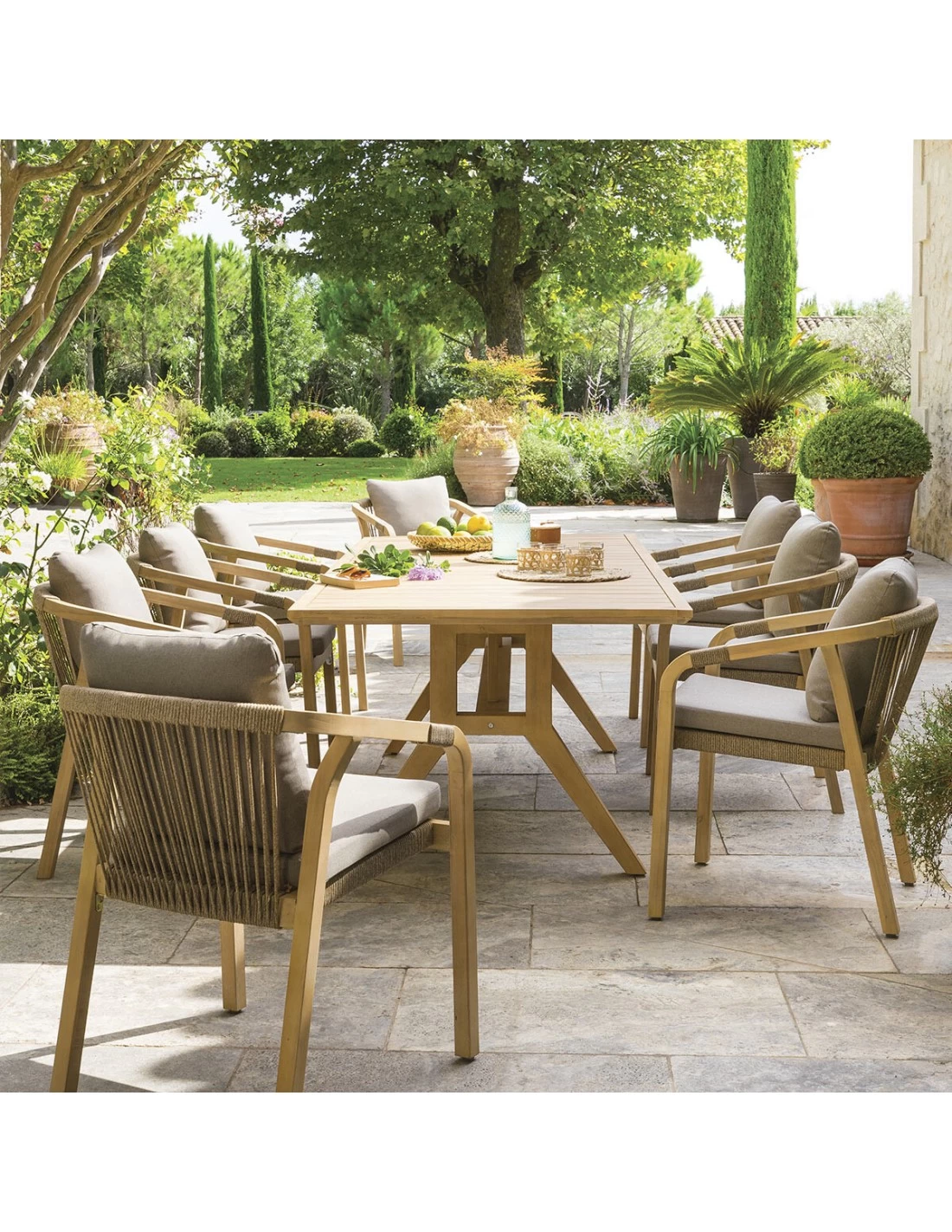 Fauteuil De Jardin Papouasie - Bois D'Acacia Et Coussins Polyester Taupe – Image 2