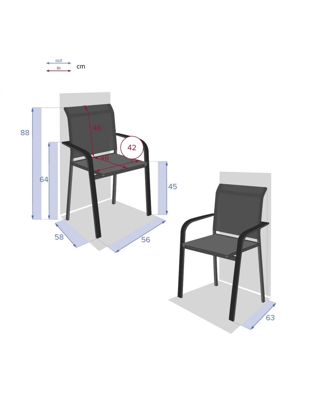 Fauteuil Empilable Essentia - Aluminium Graphite Anthracite – Image 4