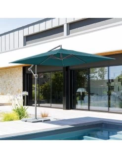 Parasol Déporté Janeiro Carré 2,5 X 2,5 M - Aluminium Et Toile Polyester - Bleu Canard