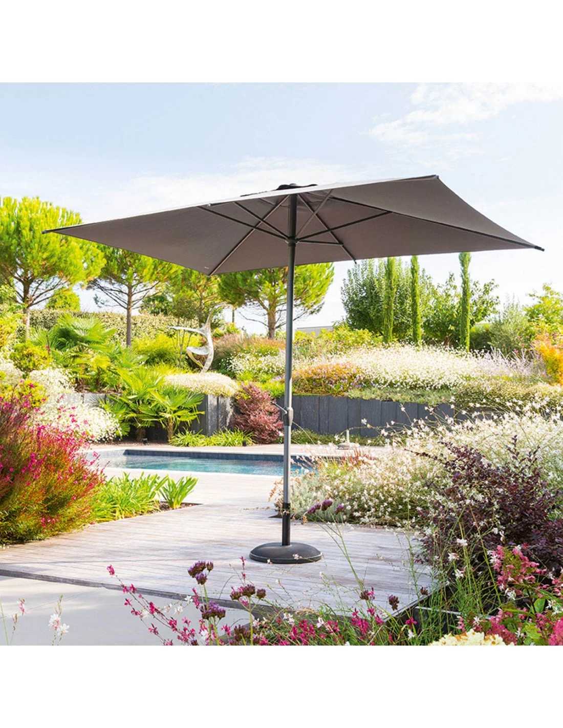 Parasol Droit Loompa Rectangulaire 2 X 3 M à Manivelle - Taupe – Image 8