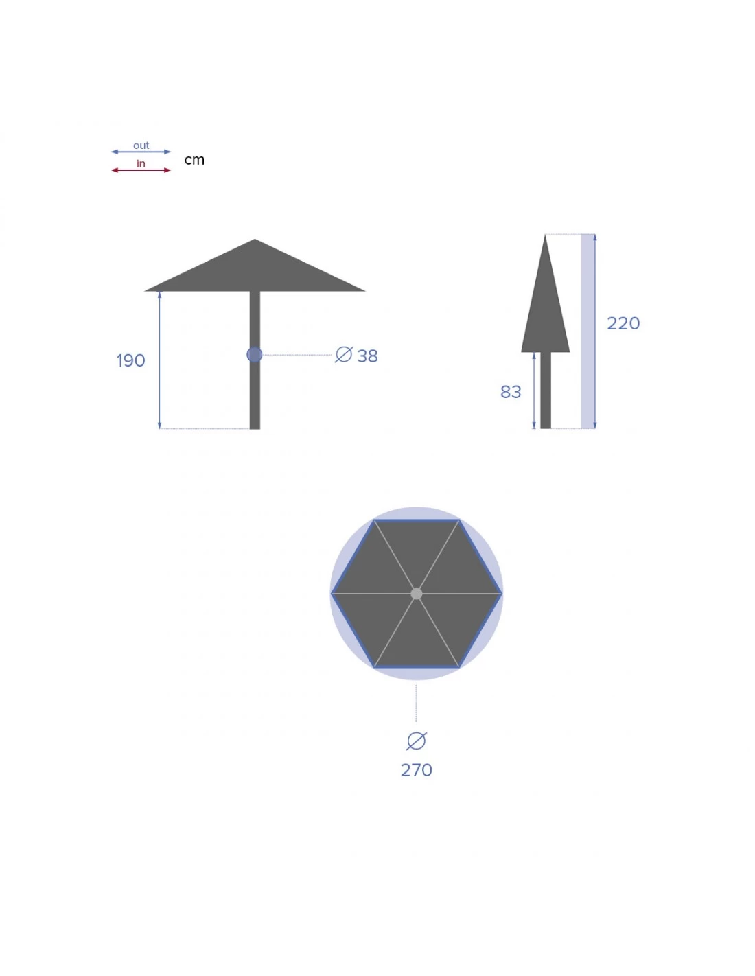 Parasol Droit Rond Soya Ø2.7m - Acier Et Polyester - Olive – Image 5