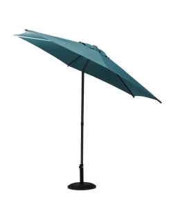 Parasol Droit Rond Soya Ă2.7m - Acier Et Polyester - Bleu Canard