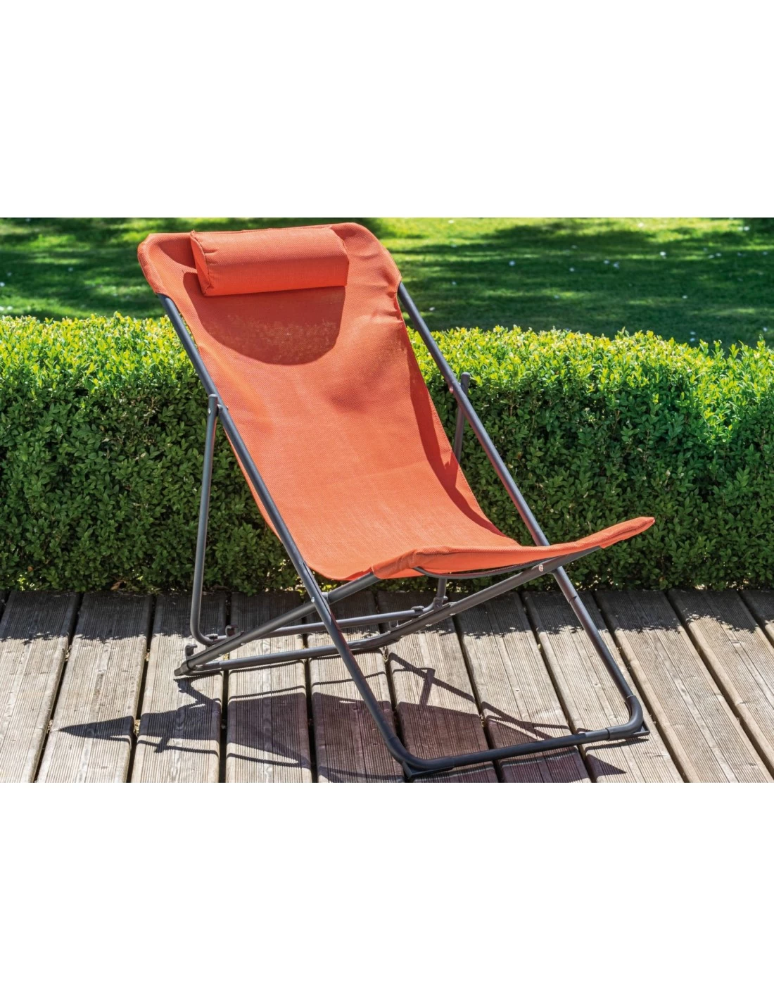 Relax De Jardin Pliant Easy - Toile Au Choix - Graphite / Paprika – Image 2