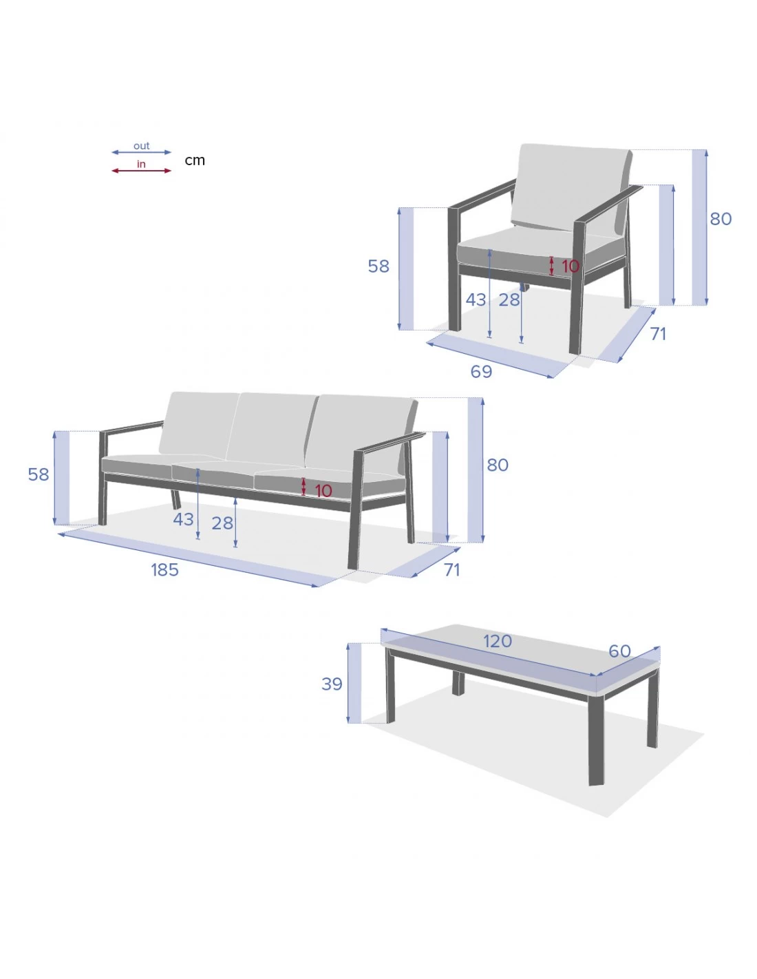 Salon De Jardin 5 Places Evasion - Aluminium Et Coussins Polyester - Graphite – Image 10
