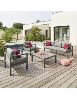 Salon De Jardin 5 Places Evasion - Aluminium Et Coussins Polyester - Tonka