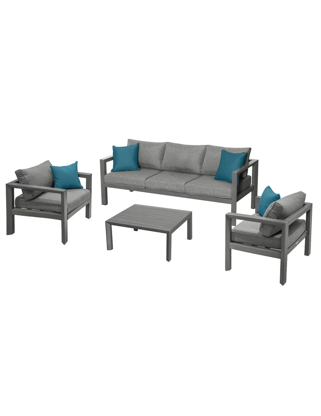 Salon De Jardin 5 Places Evasion - Aluminium Et Coussins Polyester - Graphite