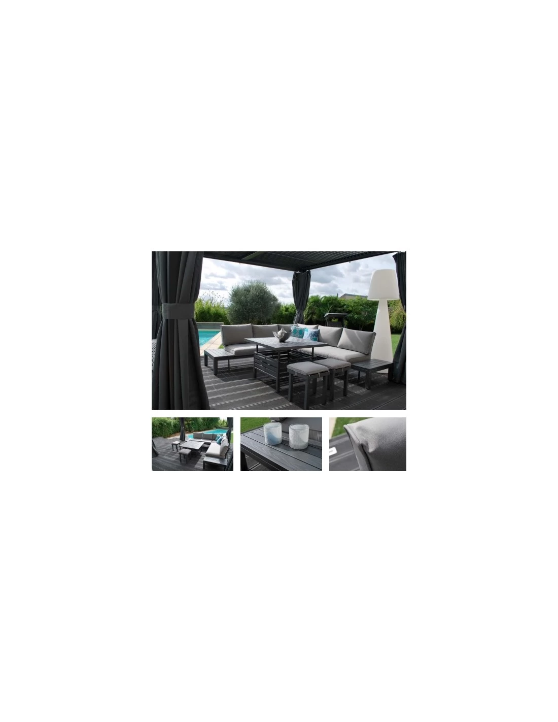 Salon De Jardin Lanza D'angle 7 Personnes - Aluminium - MWH – Image 2