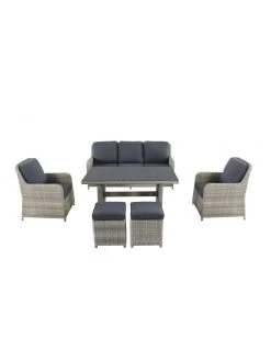 Salon De Jardin Repas Lodrino En Aluminium Et Résine Tressée