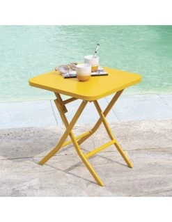 Table D'appoint Greensboro Carrée Pliante - Acier époxy - Moutarde