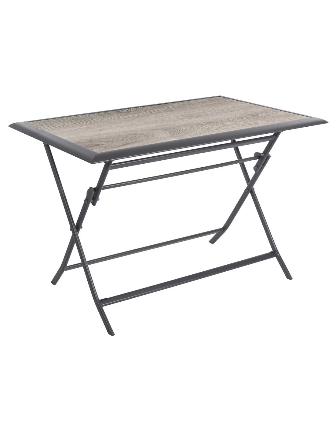 Table De Jardin Azua Pliante Rectangle 6 Places - Aluminium - Gris Smoke Plateau Effet Bois