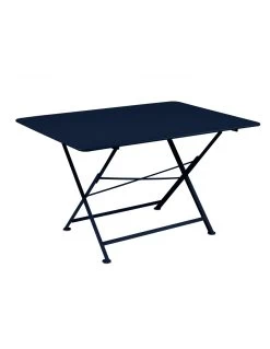 Table De Jardin Cargo 128x90 Cm En Métal Rectangle Pliante - Bleu Abysse