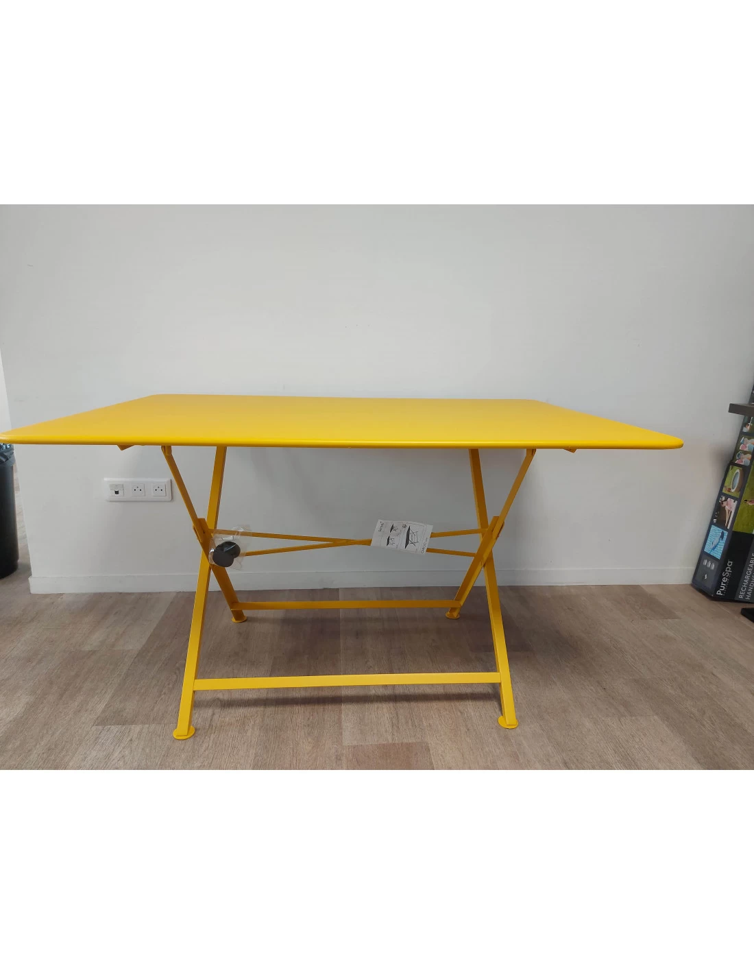 Table De Jardin Cargo 128x90 Cm En Métal Rectangle Pliante - Miel
