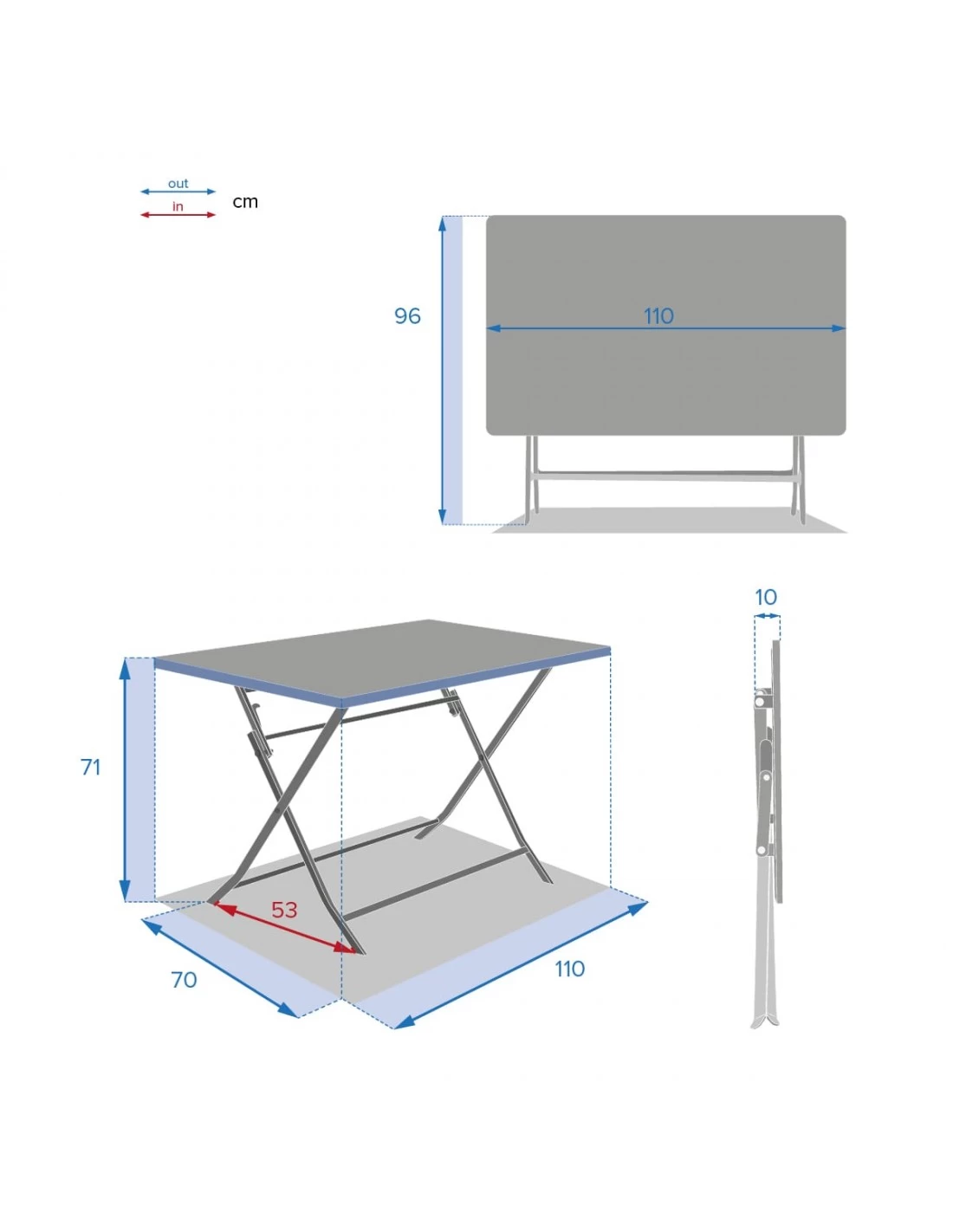Table De Jardin Rectangle Greensboro Pliante 4 Places - Ambre â Image 4