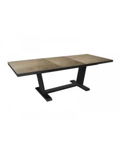 Table Extensible Amber - 180/240x100x76 Alu/HPL - Graphite/Chêne